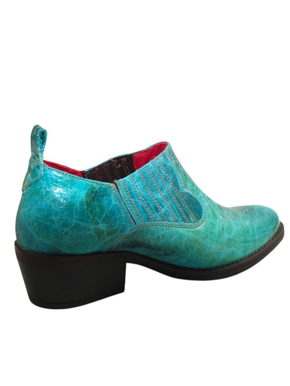 Ferrini Turquoise Distressed Slip On R-Toe Shootie, Size 6 - Picture 5 of 11
